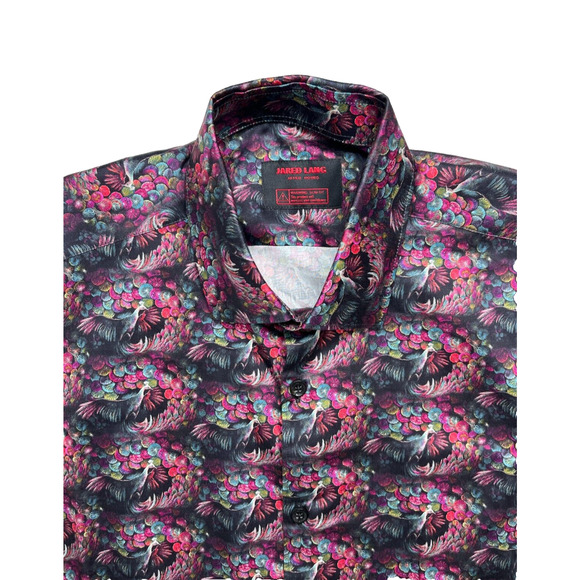 3-64 JARED LANG NWT Men's Dress Shirt Peacocks Multicolor XL - Picture 3 of 16